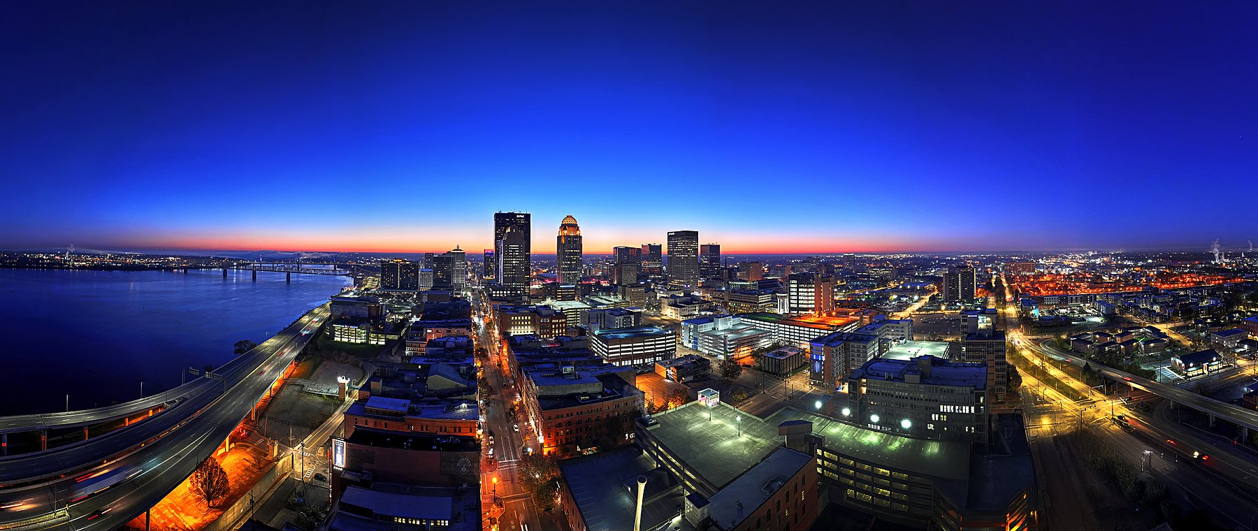 aerial photo of louisville kentucky at sunrise