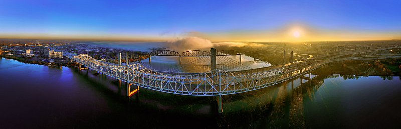 aerial drone photography of Lousiville Kentucky bridges